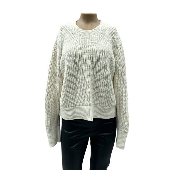 Banana Republic Chunky Knit Long Sleeve Sweater Boxy Pullover‎ Top White Women M - Picture 1 of 11